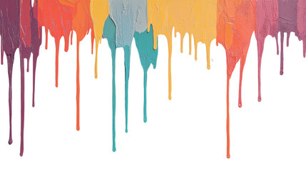 Fototapeta premium Colorful dripping paint strokes on transparent background