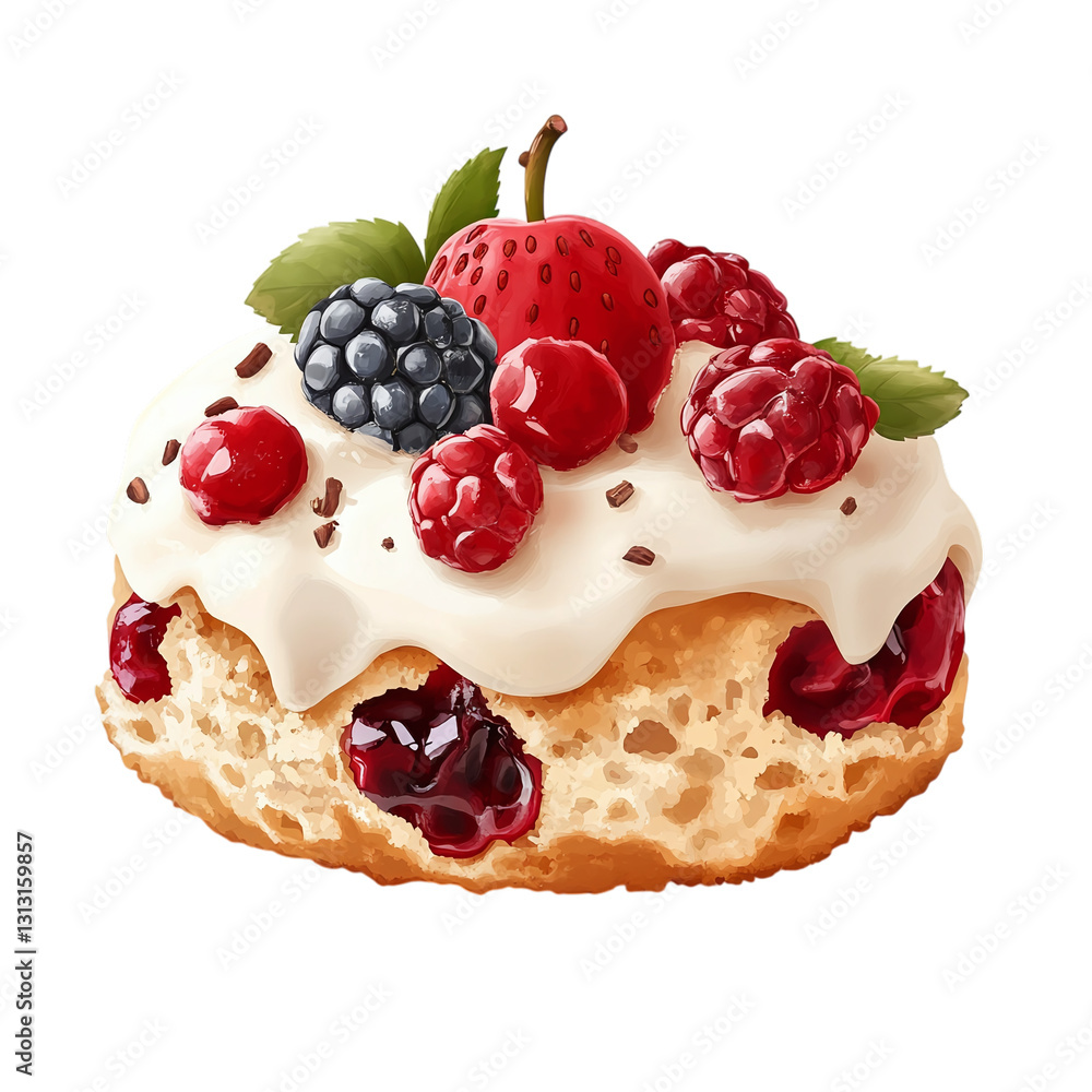 Poster scone with fruity bits isolated on transparent background