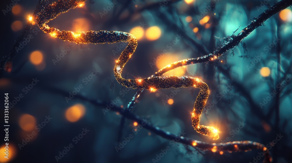 Aufkleber glowing abstract light trails in dark background with sparkling effects