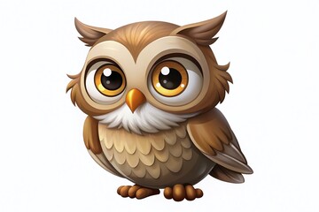 Obraz premium Adorable Cartoon Owl Clipart: Cute Bird Illustration on White Background
