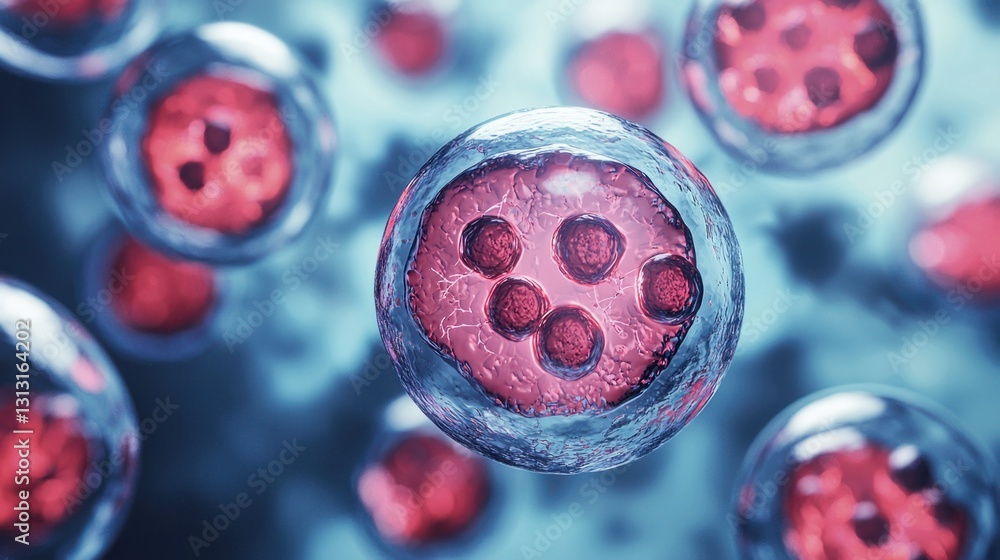 Poster close-up view of concepts of cell structure and biological activity