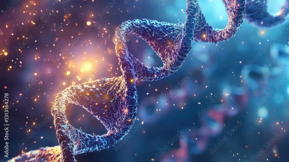 Aufkleber glowing dna helix structure with sparkling background effects