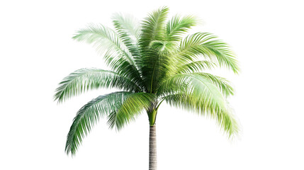 Green palm tree swaying in the transparent background
