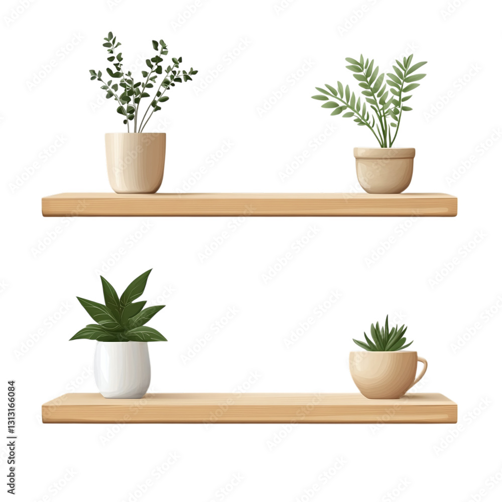 Poster shelf with floating design isolated on transparent background