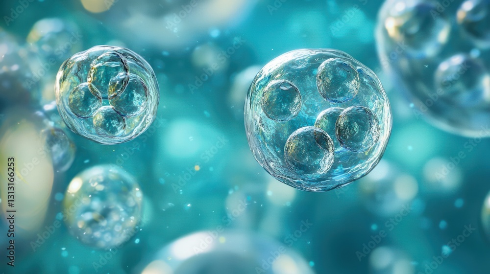 Aufkleber microscopic view of colorful cells in abstract biological environment
