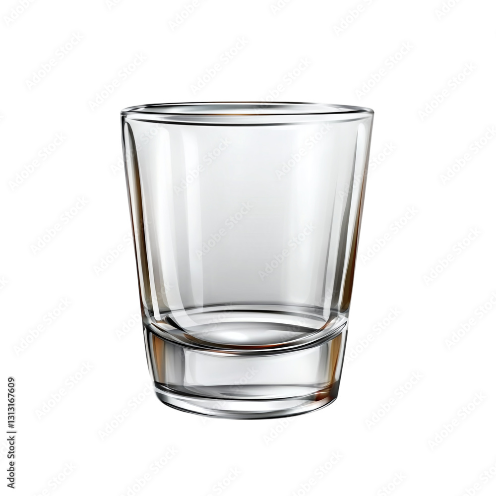 Poster shot glass with minimal design isolated on transparent background