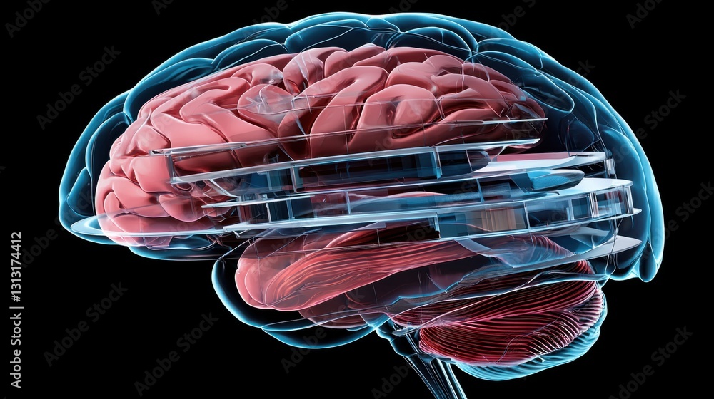 Poster detailed visualization of human brain structure and functionality