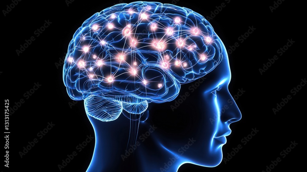 Poster digital representation of brain neural activity and connectivity