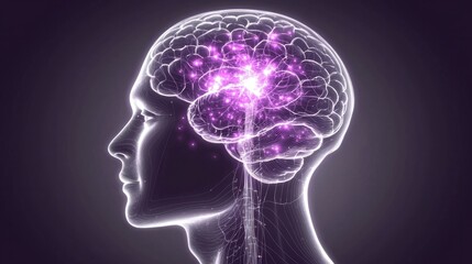 Obraz premium Abstract illustration of a glowing brain with vibrant neural connections