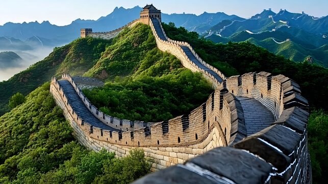 Majestic Great Wall of China Panorama - Aerial Views