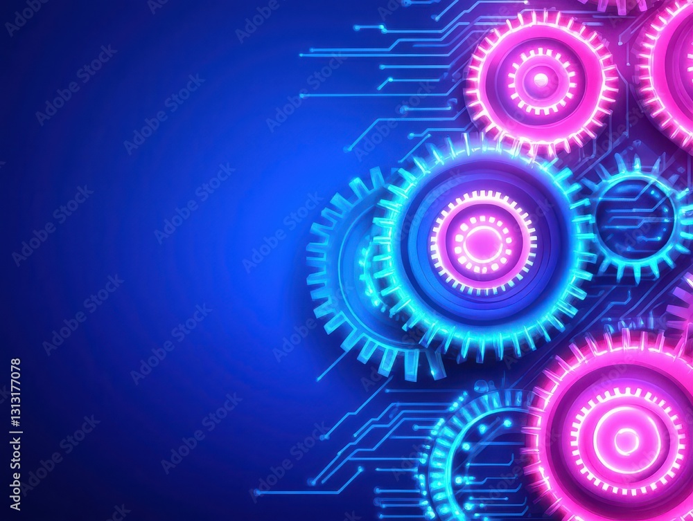 Poster Intricate gears on a circuit board representing the connection between mechanical and electronic engineering