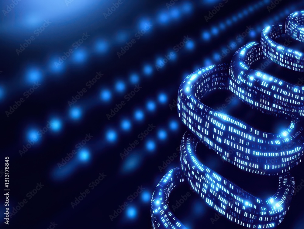 Fototapete Dna helix intertwined with streams of binary code representing genetic data in the digital age of technology