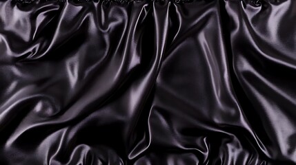 Fototapeta premium Draped Black Silk Fabric, Luxurious Texture, Elegant Waves