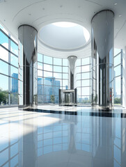 Fototapeta premium Spacious and Bright Corporate Building Entrance