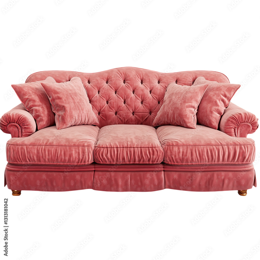Poster sofa with plush cushioning isolated on transparent background