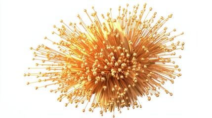 Obraz premium Abstract Golden Burst of Energetic Lines and Spheres on White Background