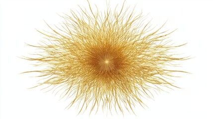 Fototapeta premium Golden Abstract Burst with Radiating Hair-Like Elements and Texture