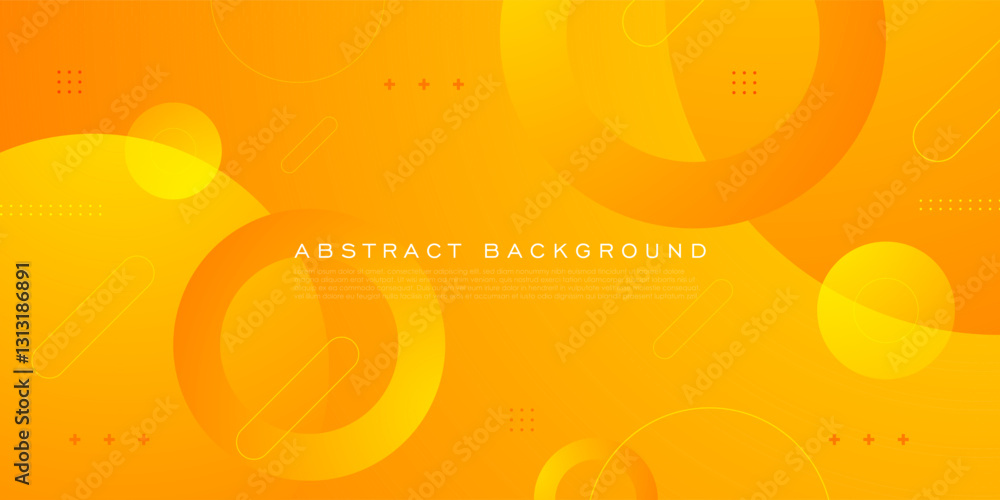 Wall mural abstract colorful orange 3d background with circle shapes geometric pattern. modern banner backgroun