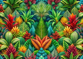 Fototapeta premium Artistic Plant Drawing Pattern Background Landscape Stock Photo