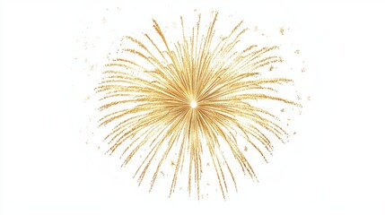 Obraz premium Golden Sparkling Firework Burst Against a White Background