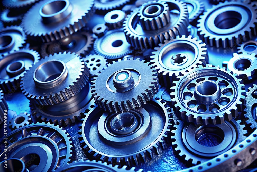 Poster blueprint mechanical gears pattern: industrial engineering design background