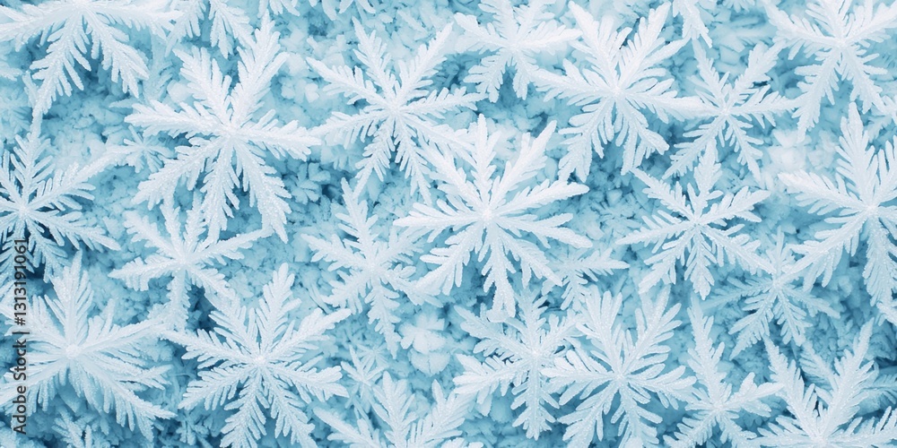 Poster ice movement formation concepts. frosty snowflakes on a blue background creating a wintery texture.