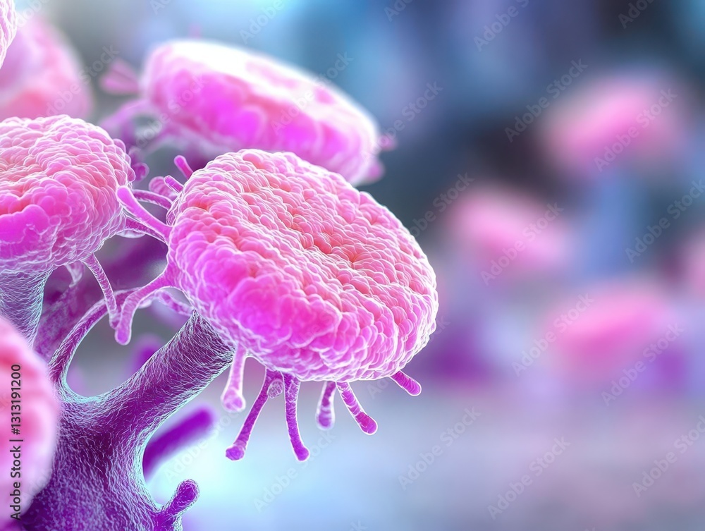 Poster High-resolution imagery of a cancer cell illustrating abnormal growth patterns and unique cellular structures