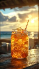 iced tea in an artisan glass mason jar