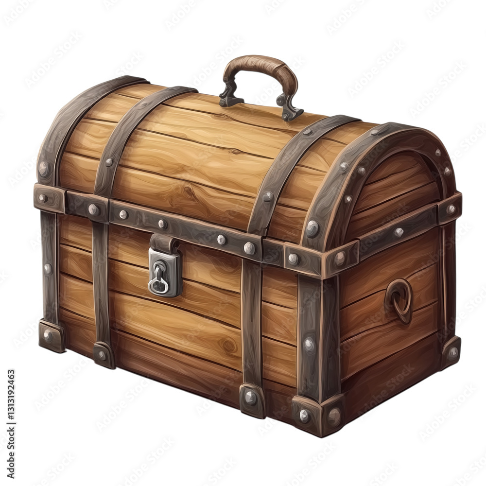 Poster storage chest with lockable lid isolated on transparent background