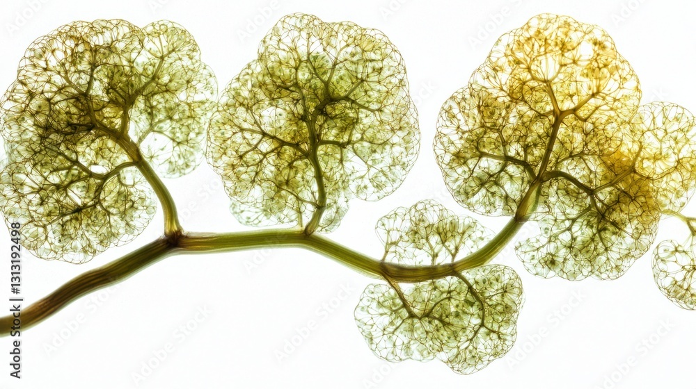 Aufkleber delicate structure of green tree branch with leafy growth patterns