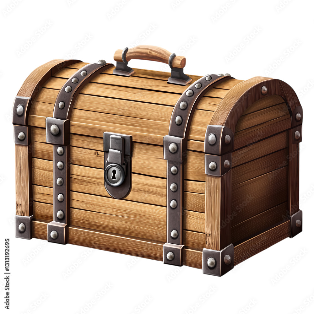 Poster storage chest with secure latch isolated on transparent background