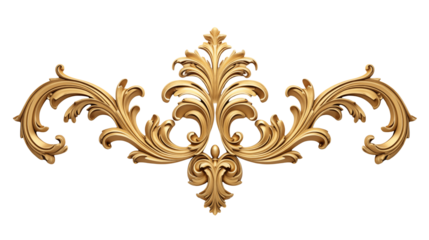 Elegant Golden Baroque Ornament for Luxury Design isolated on transparent background
