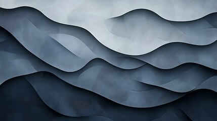 Obraz premium Serene Blue Abstract Landscape: Digital Painting of Flowing Hills AI Generated
