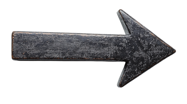 Black arrow symbol pointing to the right, isolated on a transparent background, representing direction, movement, or guidance in graphic design.