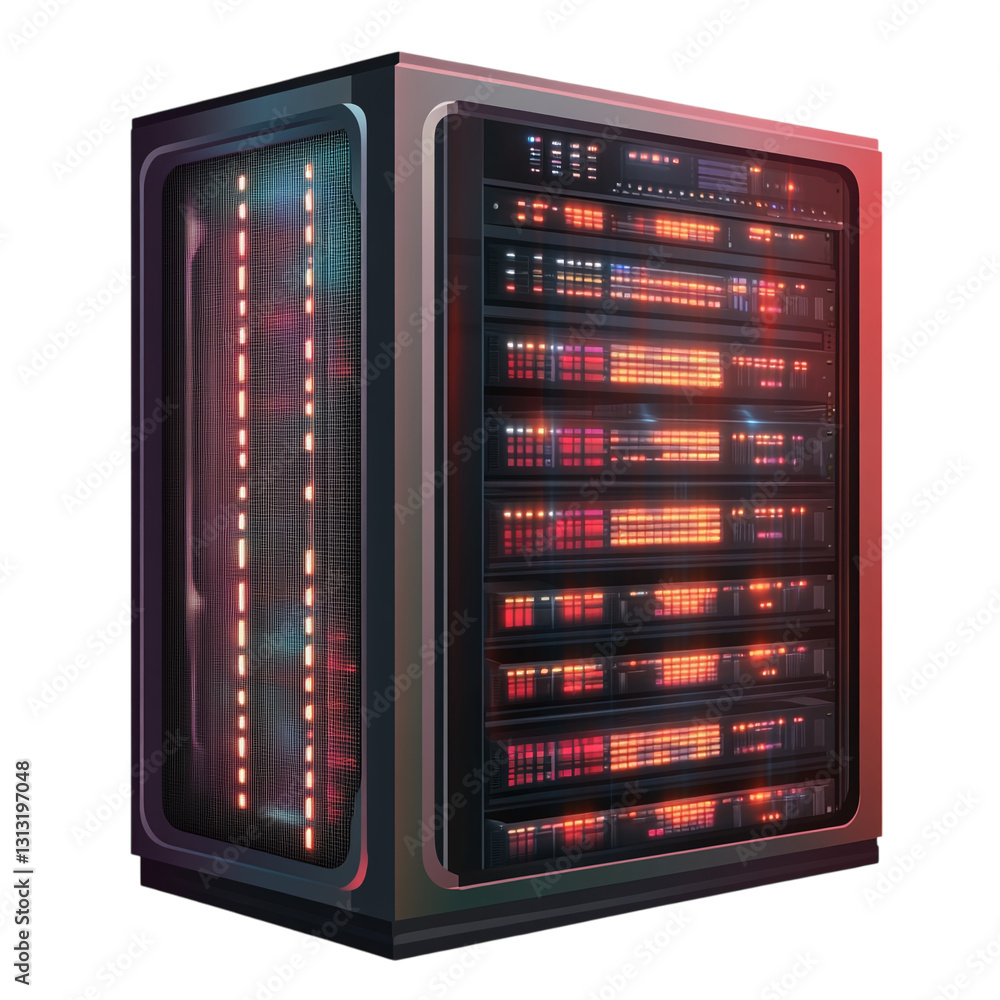 Poster supercomputer with massive throughput isolated on transparent background