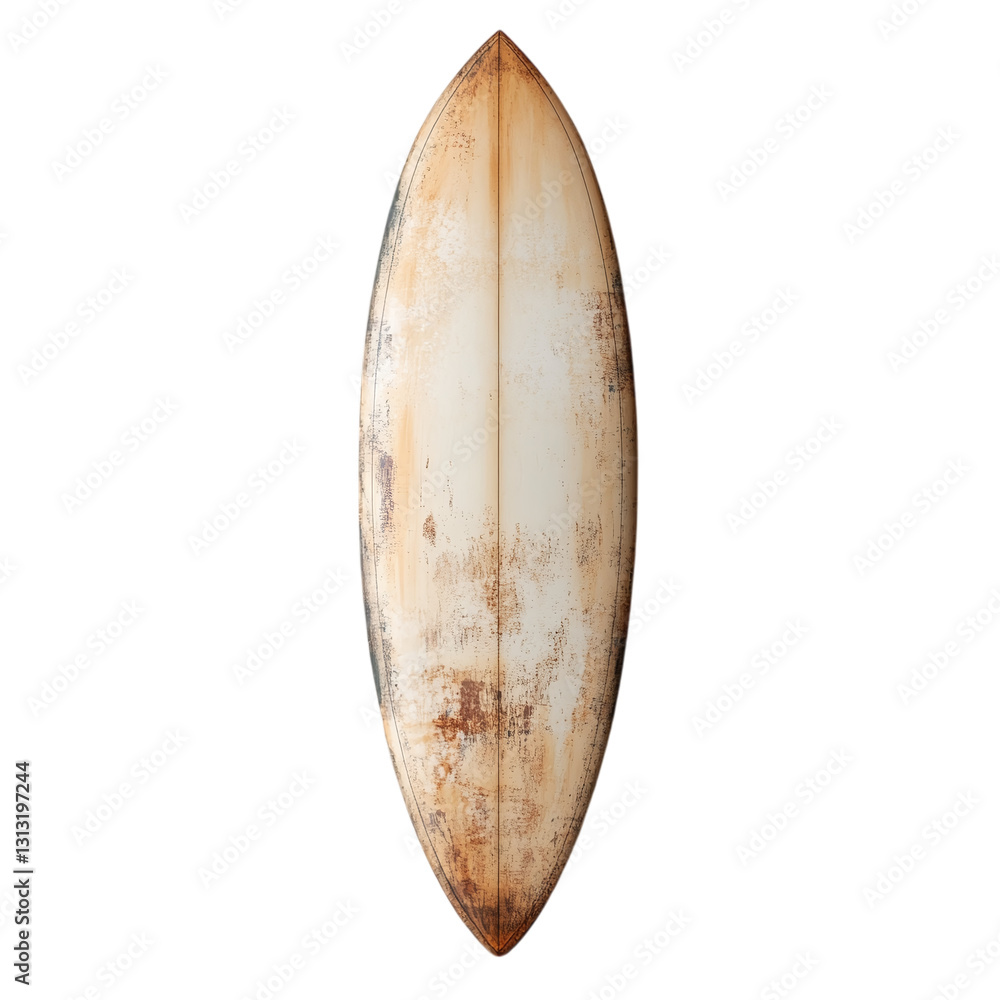Poster surfboard with textured surface isolated on transparent background