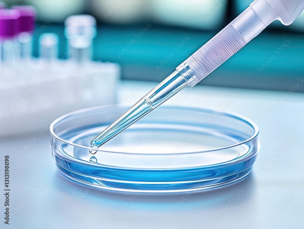 Poster close-up view of a single sy in a petri dish surrounded by a transparent environment for scientific 