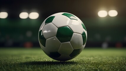 Close-Up of a Soccer Ball: The Heart of the Game on a Lush Green Pitch