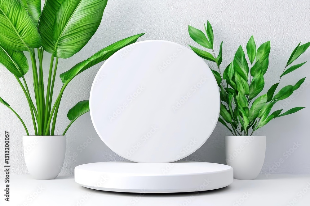 Aufkleber peaceful scene of a plant reflecting in a mirror creating a harmonious atmosphere of nature and home
