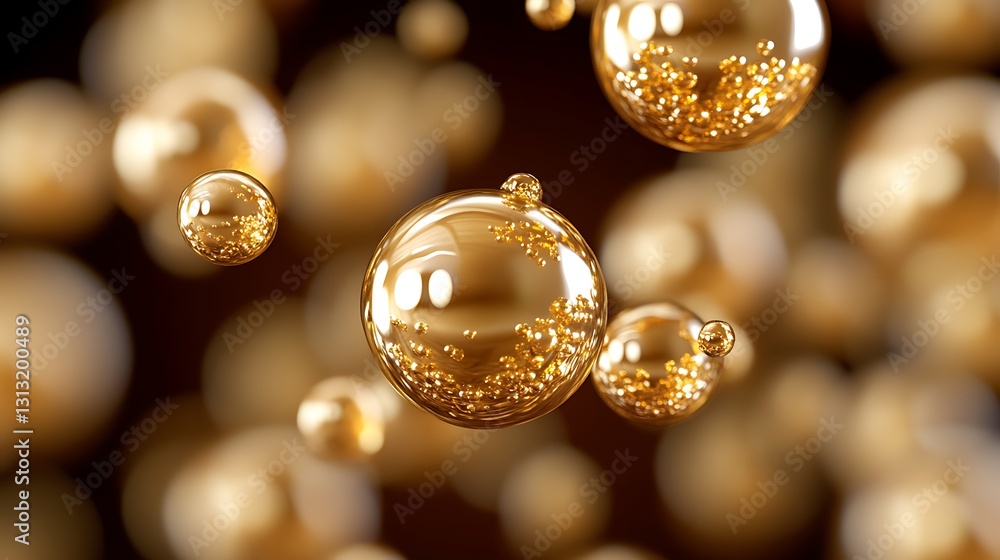 Poster golden spheres abstract background image