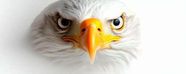 Intense Look of a Bald Eagle Revealing its Yellow Beak Plumage and Sharp Eyes in Wildlife Close Up