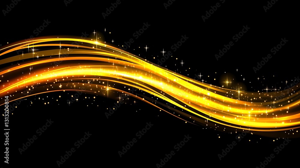 Poster golden wave abstract background design with sparkle