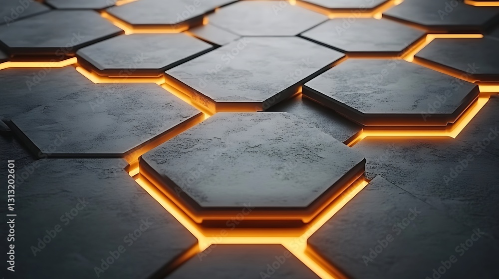 Aufkleber illuminated hexagonal grid abstract technology design