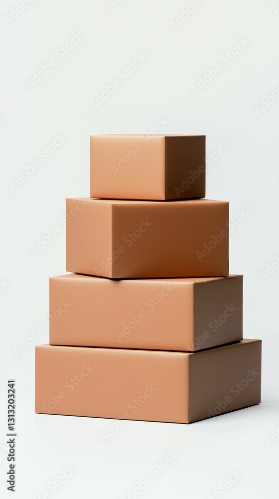 Aufkleber stacked rectangular boxes in earthy tones modern minimalist presentation with clean background