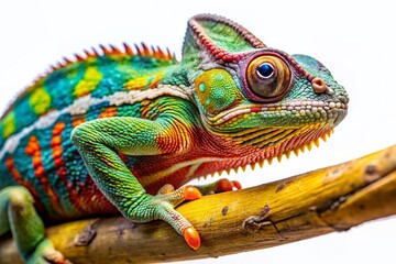 Obraz premium Close-up of a Chameleon on a Branch - Detailed Architectural Photography Style