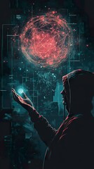 Naklejka premium A person holding light while looking at a large sphere