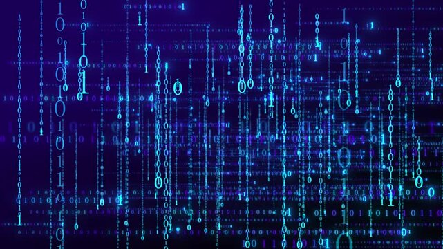 Binary digital rain information stream crisscross