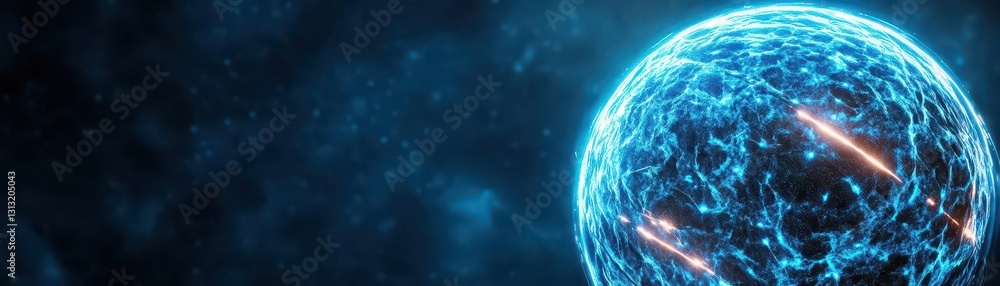 Fototapete blue egg with a luminous glowing egg inside creating a captivating visual effect of light and color