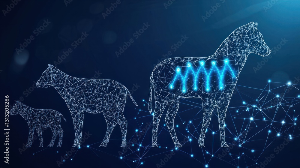 Poster animal evolution representation with wireframe design and data flow