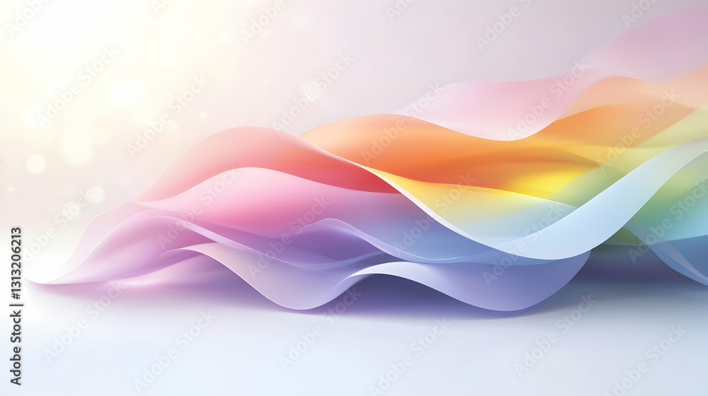 Poster colorful abstract layered waves undulating gracefully across the view